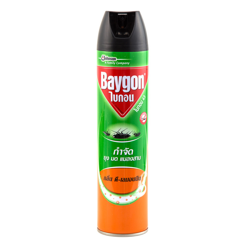 ไบกอนเขียว สเปรย์กำจัดยุง ยาฉีดยุง มด แมลงสาบ กลิ่นดี-เลมอนนีน 600 มล. แพ็ค 3 Baygon Multi Insect Killer Blossom Aeresol