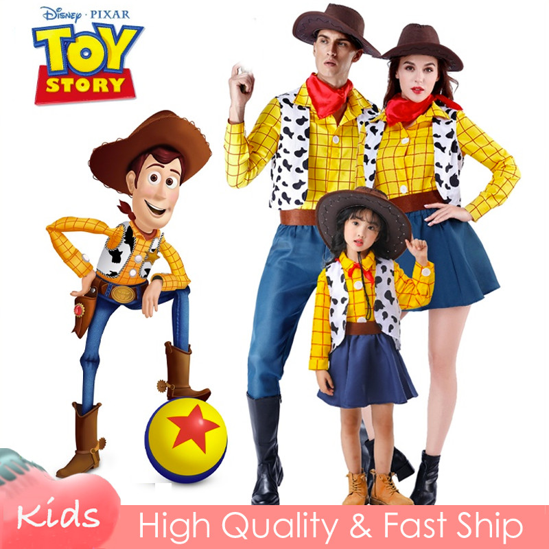 ชุดคอสเพลย์ Toy Story Cowboy Woody สีเหลือง สําหรับผู้หญิง และผู้ชาย