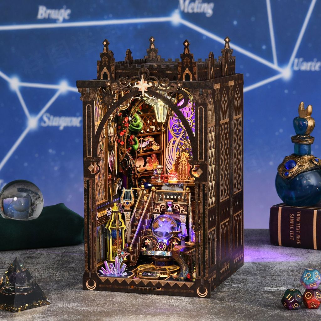 [Constellation Qiyu] diy Hut Model House Bookend 3D สามมิติปริศนาทําด้วยมืออาคารบล็อกของเล่นของขวัญ