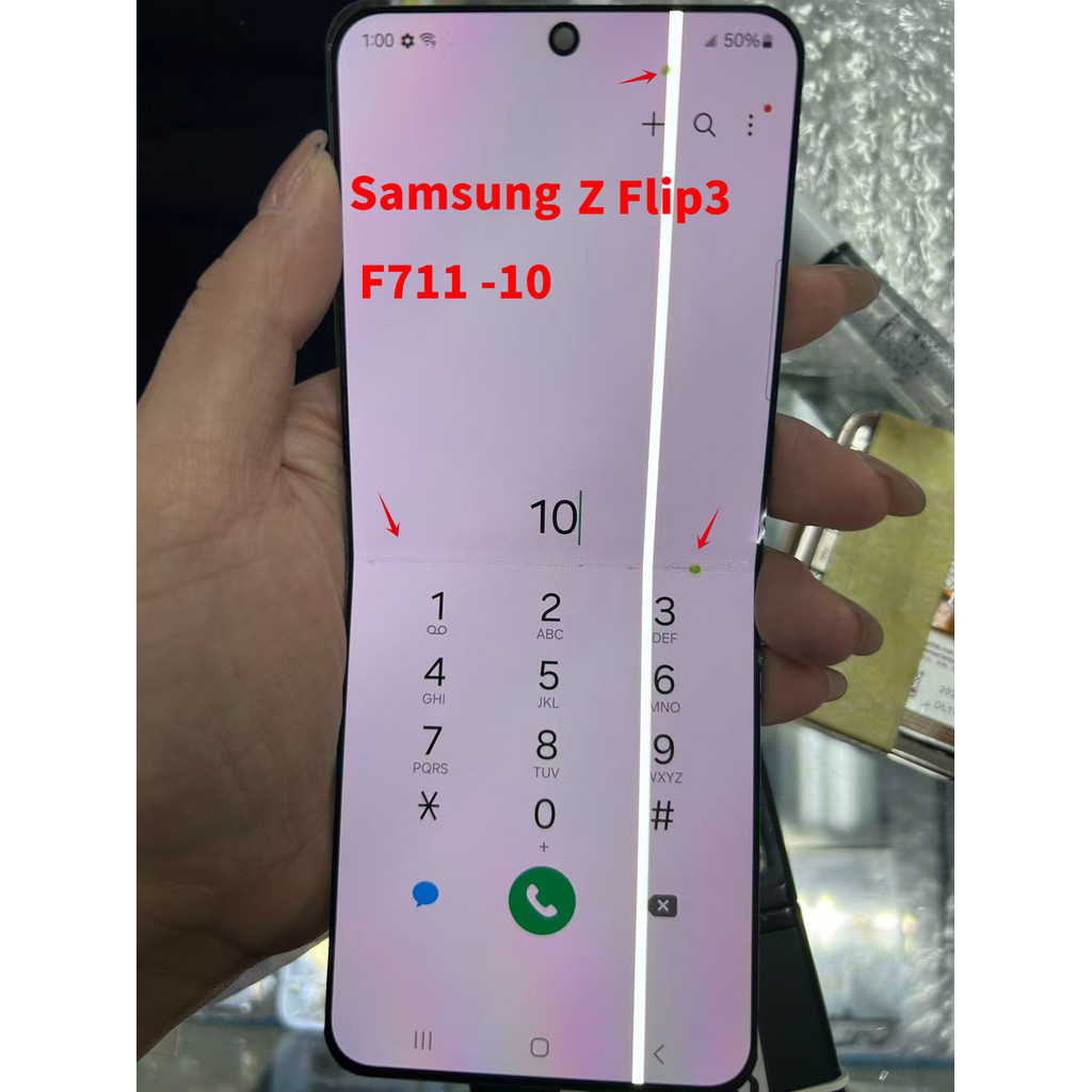 6.7 นิ้ว super amoled รอยขีดข่วน dot line สําหรับ samsung Z Flip3 F711 จอแสดงผล LCD Touch Screen Ass