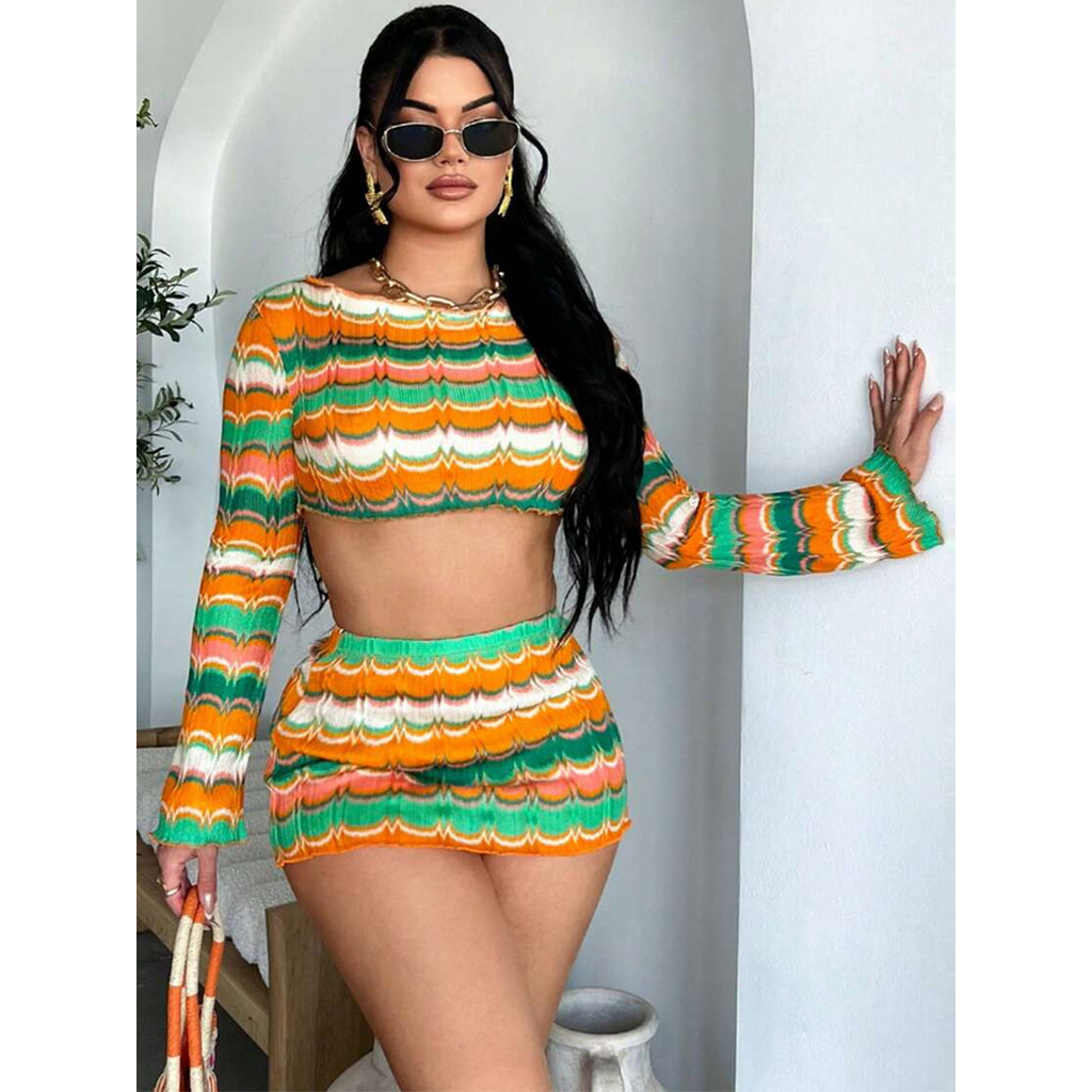 60197 สไตล์ 2025 ฤดูใบไม้ร่วงฤดูหนาวรู้สึกสะดือเส้นด้ายเส้นด้าย หลากสี สูทผู้หญิง20260114