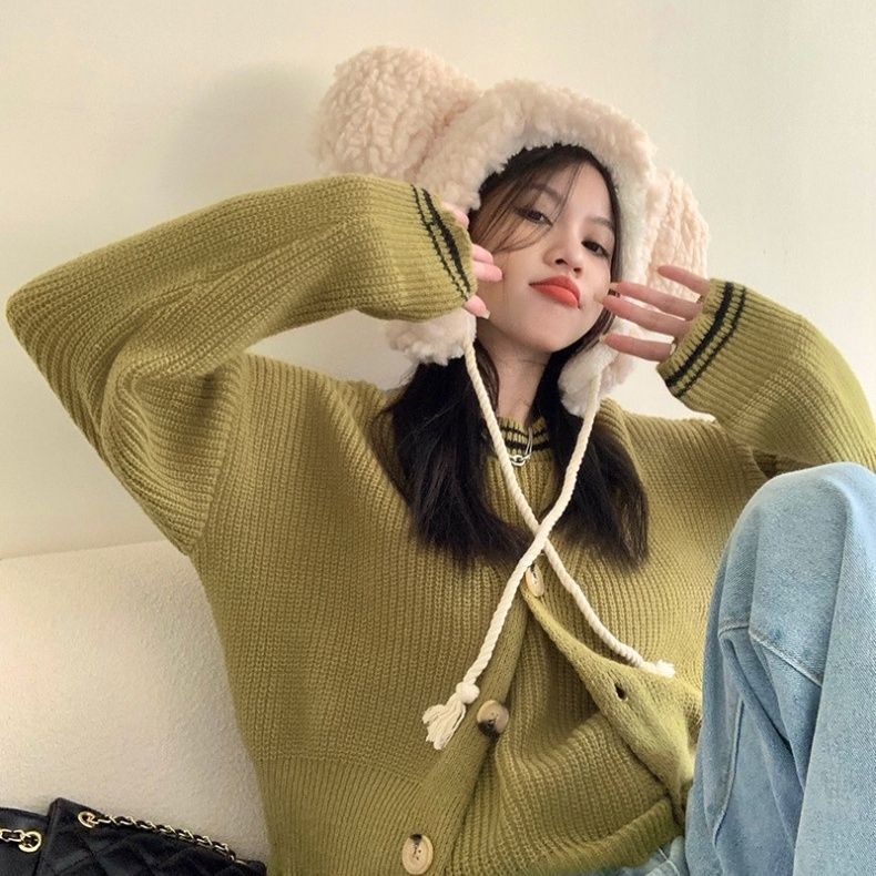 เกาหลีเกาหลี2026เก๋ไก๋สีม่วงเสื้อกันหนาวแจ็คเก็ตผู้หญิงฤดูใบไม้ร่วงฤดูหนาวสวมใส่ด้านนอกฝรั่งเศสอ่อนโ