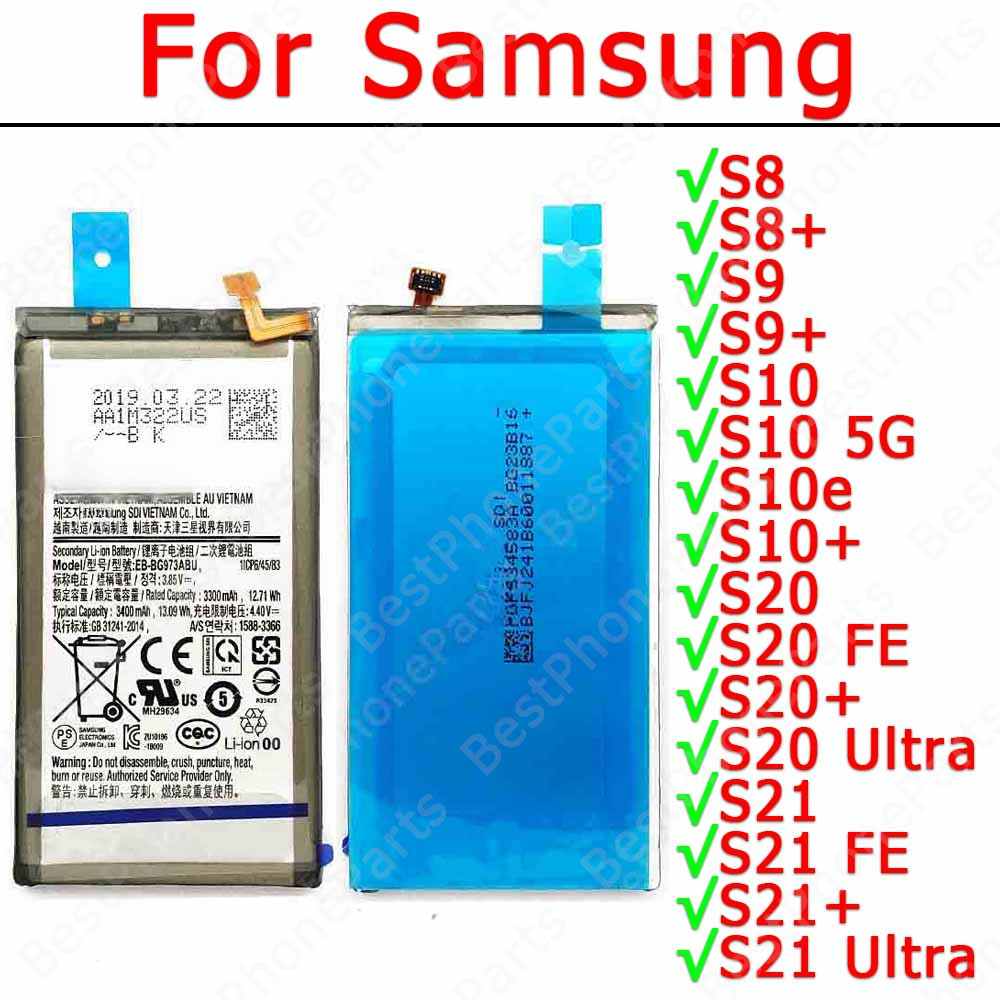 1Pcs แบตเตอรี่สําหรับ Samsung S8 S9 Plus S10 S8 + S9 + S10e S20 FE S21 Ultra 5G โทรศัพท์มือถือ Bater