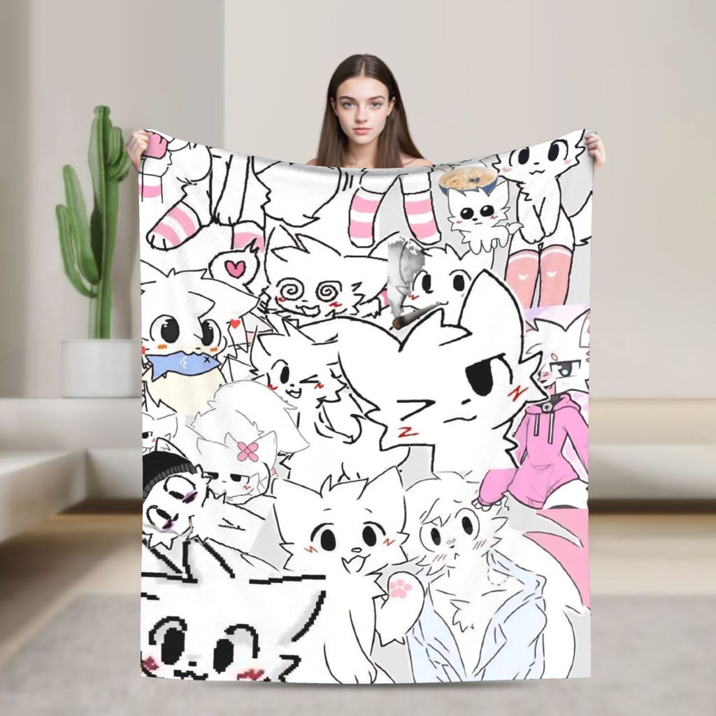 Boykisser Silly Cat Flannel ผ้าห่มการ์ตูน Creative โยนผ้าห่มสําหรับ Home Hotel โซฟา 150*125 ซม.ผ้าคลุมเตียง