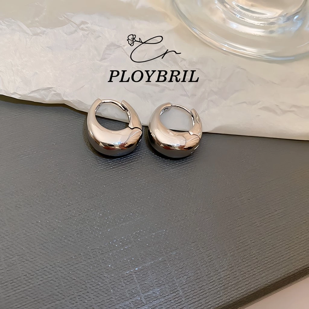 PLOYBRIL ต่างหูโลหะ ทรงเรขาคณิต เรียบง่าย สไตล์เกาหลี thumbnail 7