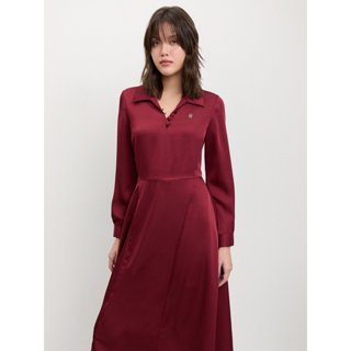 [Pomelo] เดรสเชิ้ตผ้าซาติน / Satin Shirt Dress