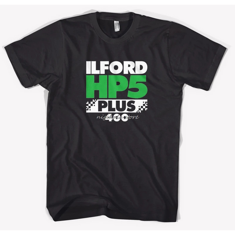 ใหม่ ILFORD HP5 PLUS ฟิล์มโลโก้ เสื้อยืดแขนสั้นคอวีสำหรับผู้ชาย