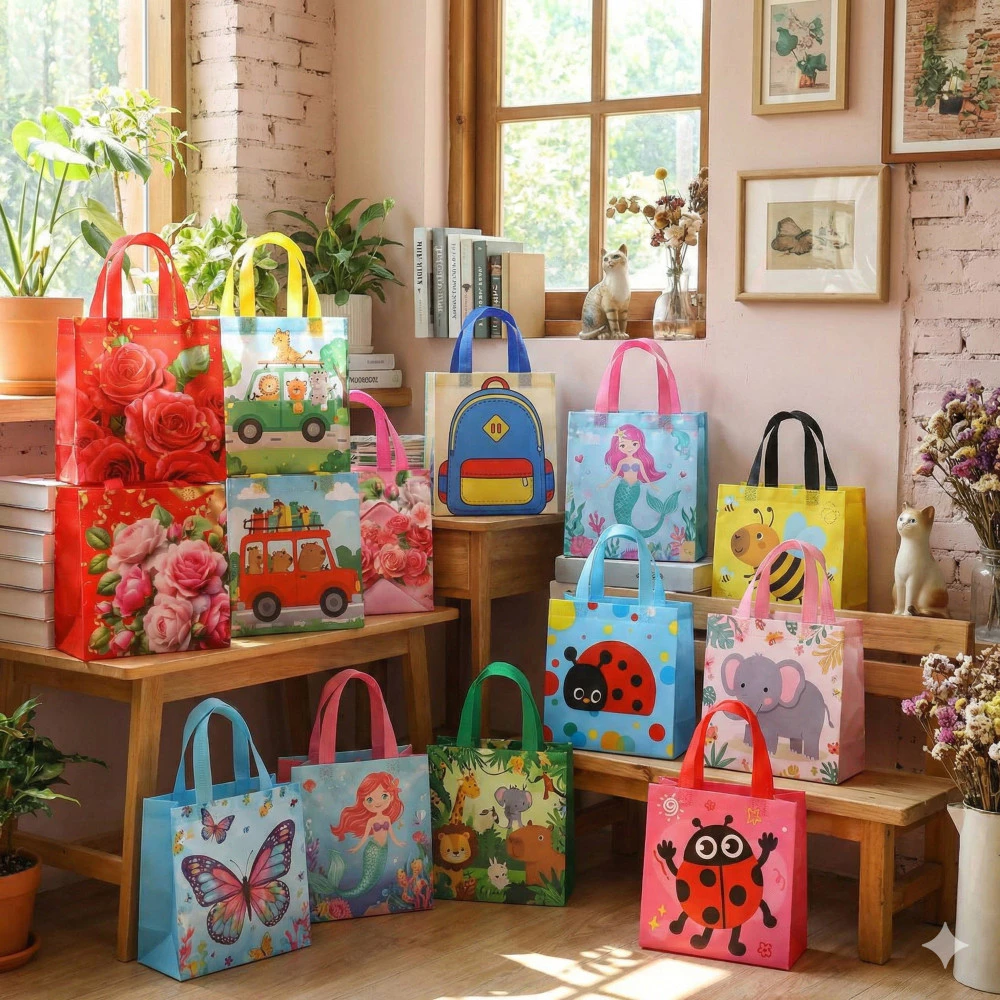S0293 กระเป๋าผ้า ถุงของขวัญ ลายการ์ตูน น่ารัก 22x23x11ซม. ใส่ของ ใส่เครื่องเขียน ใส่เอกสาร พับได้ thumbnail 10