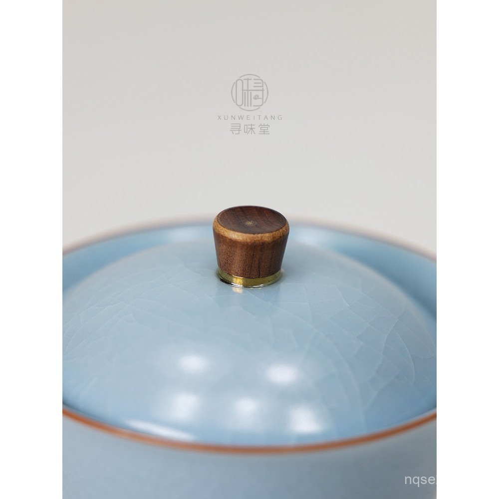 Sky Blue Kaicai ครัวเรือน Sancai 7l8k Kung Fu ชาชาม Erru เตาเผาชุดชาโบราณ Ru Porcelain ฝาครอบชาม Sli