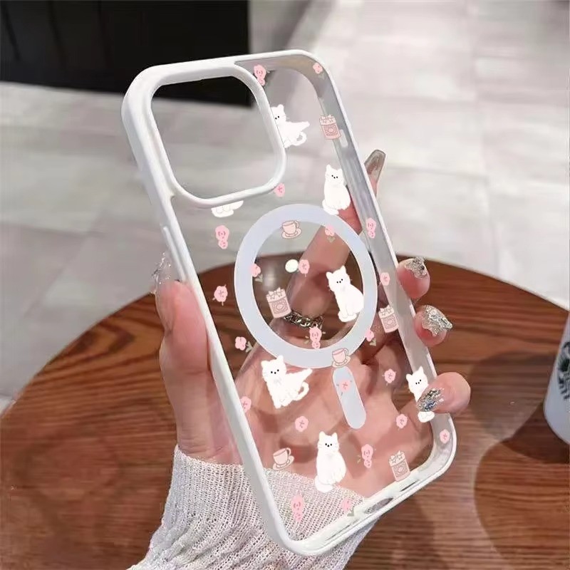 สีชมพูน่ารักการ์ตูนแมวเคสโทรศัพท์สําหรับiPhone 17 16 15 Pro Max 16e 14 13 12 11 Pro 16 Plusสําหรับแม่เหล็กชาร์จไร้สายกันกระแทก ราคา ถูกที่สุด ดีลบีเคเค แกลเลอรีภาพที่ 2