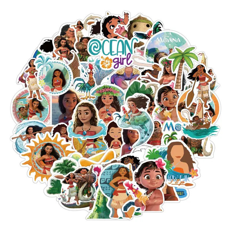 10/30/50PCS Moana Cartoon Stickers Disney Movie Decals Scrapbook Fridge Luggage Laptop Guitar Car Bi