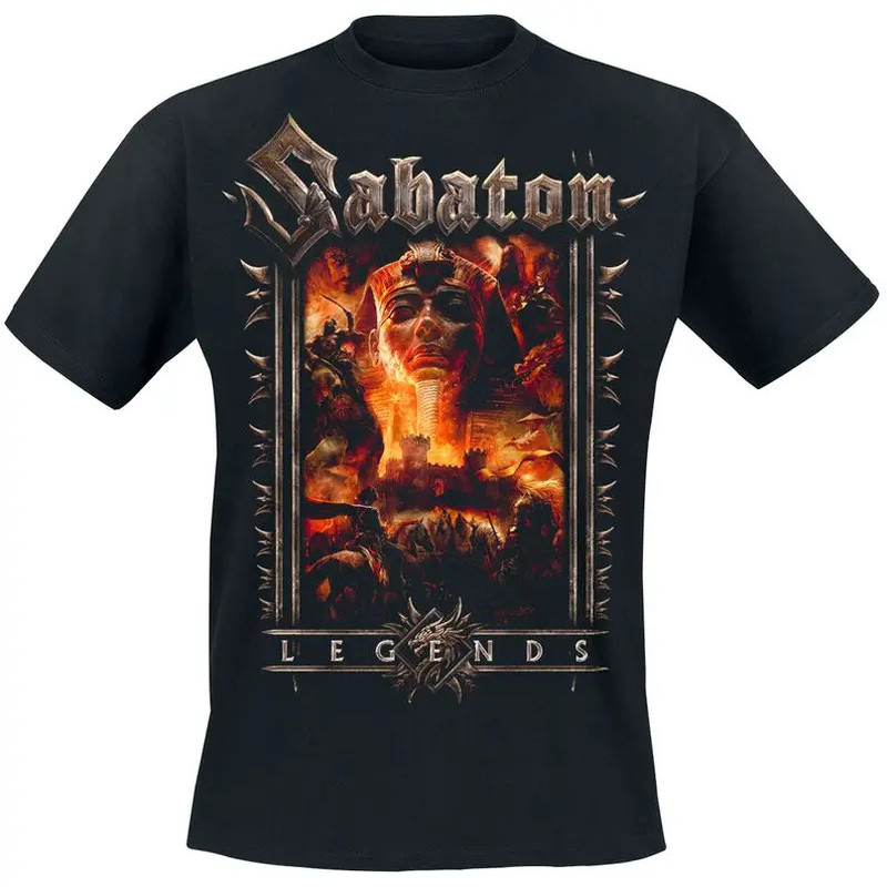 เสื้อยืด Power Metal Sabaton Band Legends Never Die สำหรับทุกเพศ สตรีทแวร์ยุโรปและอเมริกา เสื้อแขนสั