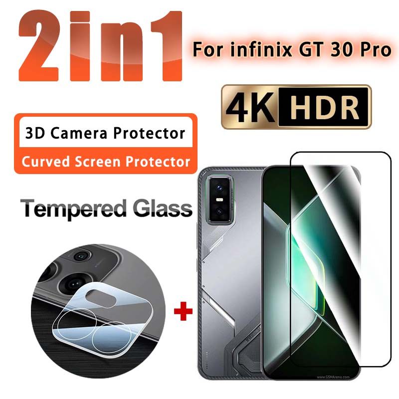2 IN 1 ฟิล์มกระจกนิรภัย Infinix GT 30 Pro ฟิล์มแก้วสําหรับ Infinix GT 30 20 10 Pro 3D ฟิล์มป้องกันกล