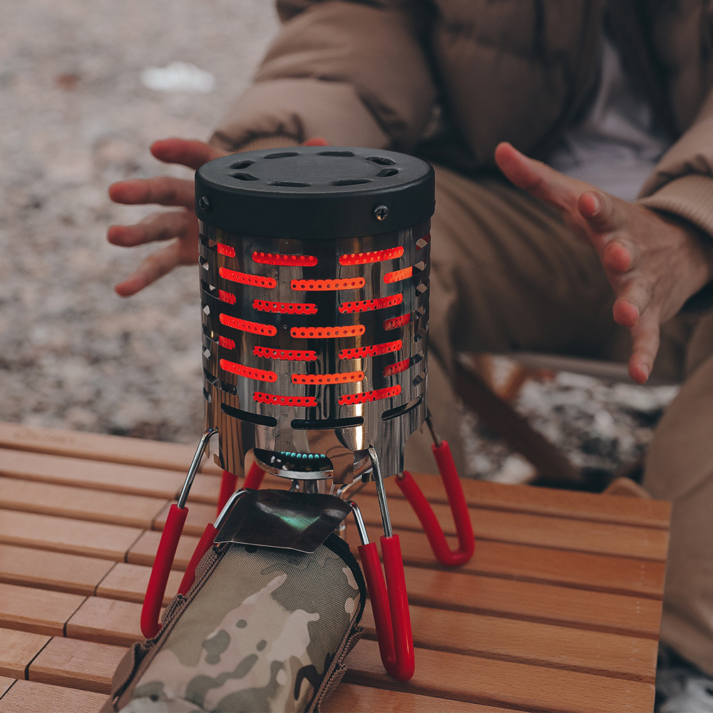 Outdoor Heating Stove Windproof Cover Outdoor Card Stove Heater Portable Hand Warmer Stainless Steel