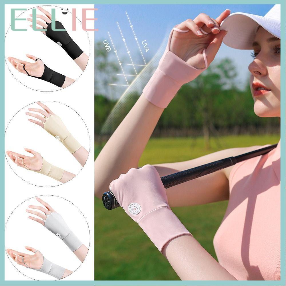ถุงมือกอล์ฟผ้าไหมน้ำแข็ง Ellie ระบายอากาศได้ดี มีคุณสมบัติกันแดดและป้องกัน UV สำหรับกีฬากลางแจ้ง