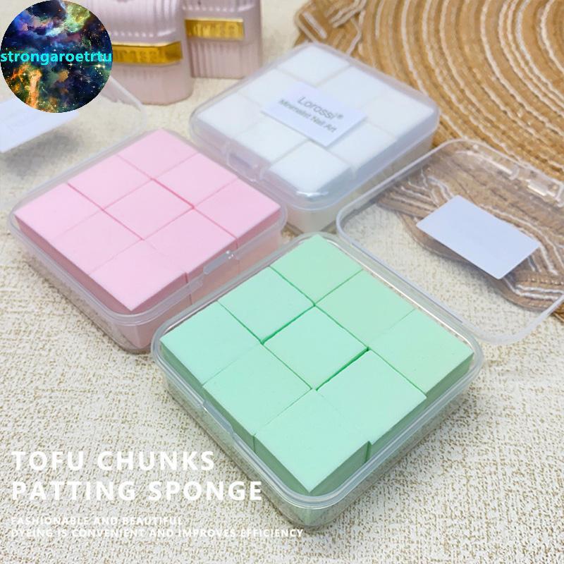 Strongaroetrtu 2 ซม./0.79in Soft Nail Art ฟองน้ํา 9 ชิ้น/กล่องเล็บ Stamper Gradient Effect ภาพวาดเจล