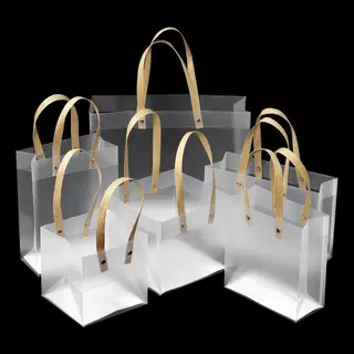 Gift Box Home ถุงด้านกึ่งโปร่งแสง PVC ใส แข็งแรง 50 ชิ้น ราคาส่ง เหมาะสำหรับงานเลี้ยง งานแต่ง วันเกิด ห่อขนมลูกอม ใ