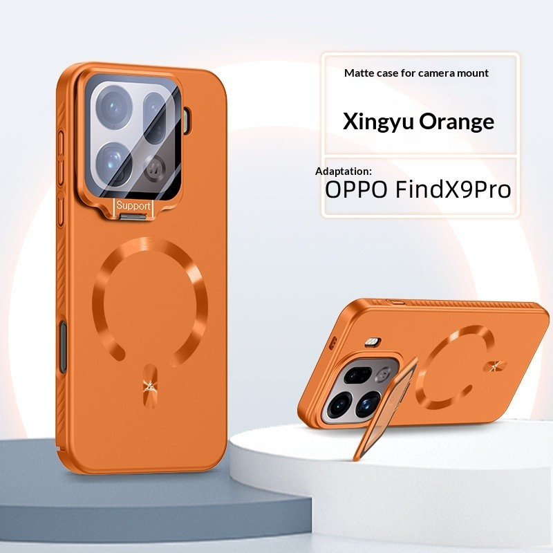 สําหรับ OPPO ค้นหา X9 Pro กรณีผิว Matte เลนส์แม่เหล็กป้องกันซ่อนขาตั้งผู้ถือ Hard กันกระแทกป้องกันปกหลังสําหรับ OPPO ค้นหา X9