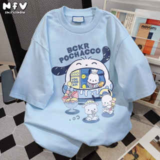 NFV เสื้อยืดคอกลมแขนสั้น✨แฟชั่นสไตล์เกาหลี oversize ผ้านิ่ม …