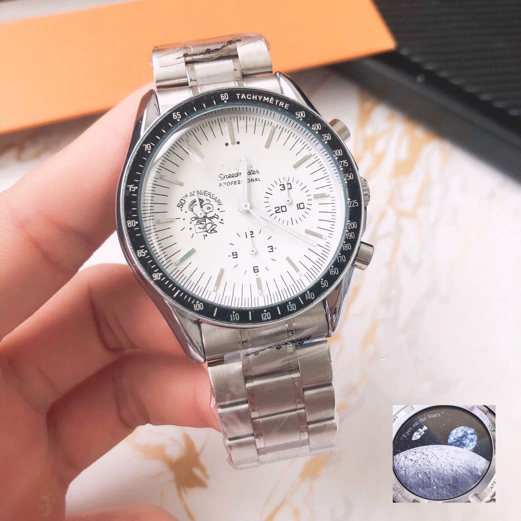 นาฬิกาผู้ชาย Snoopy Chronograph Quartz นาฬิกาผู้ชายมัลติฟังก์ชั่น