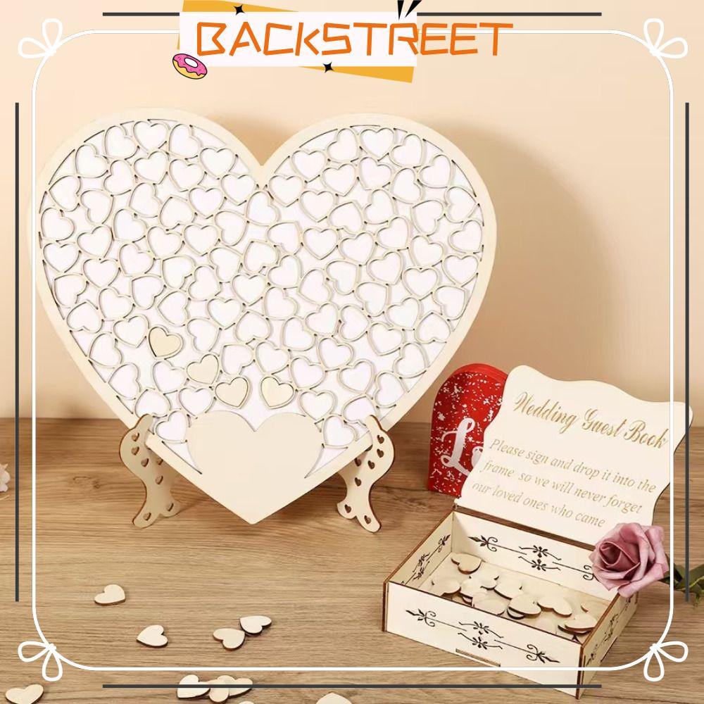 BACKSTAGE Wooden Hearts Guest Book, Sign In Book Creative Design Wedding Guest Book Alternative, แผน