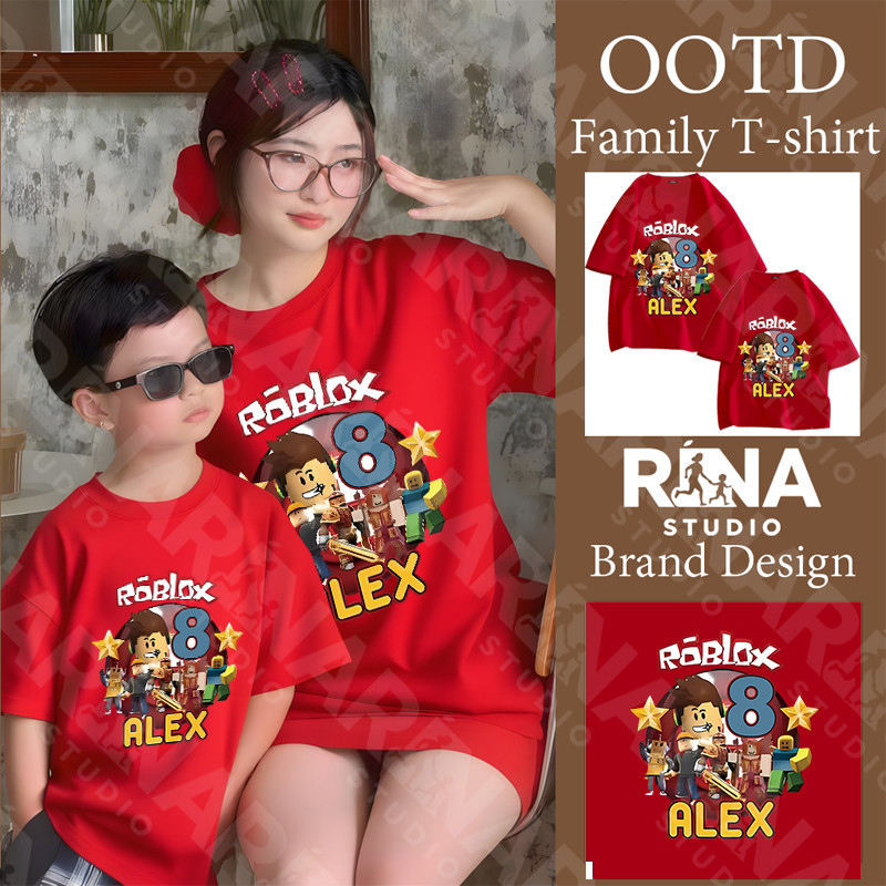 🔥พร้อมส่ง&COD🔥RINA STUDIO🔥 ชุดครอบครัว ROBLOX เสื้อยืดคอกลมแขนสั้น 100%ผ้าฝ้าย สไตล์คาสทูอัล A130#5