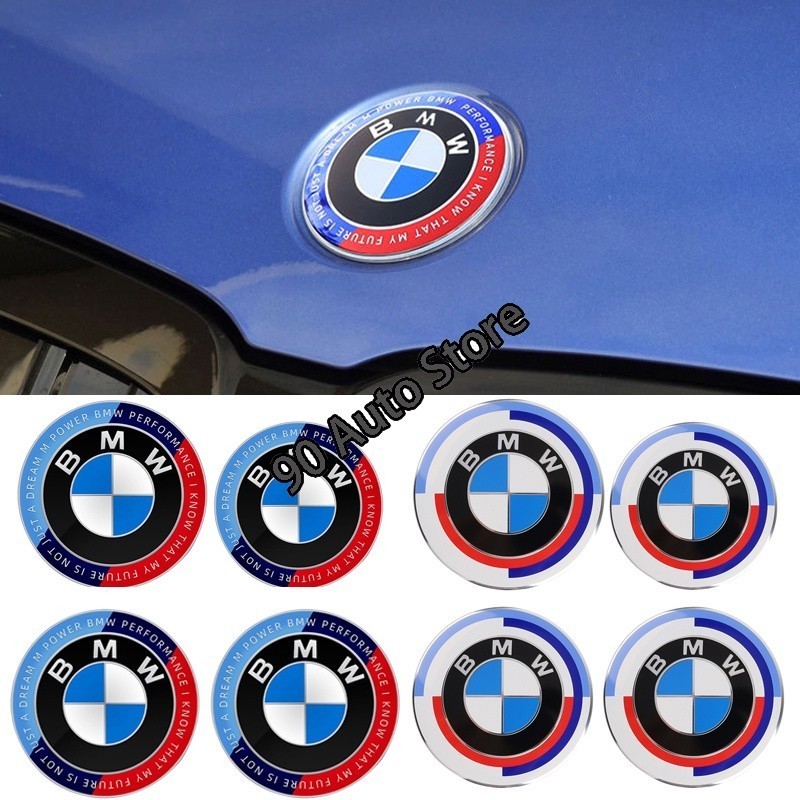 2pcs สําหรับ BMW รถด้านหน้า Hood Emblem ตกแต่ง Auto 50th Anniversary โลโก้ด้านหลังป้าย Accessoriesau