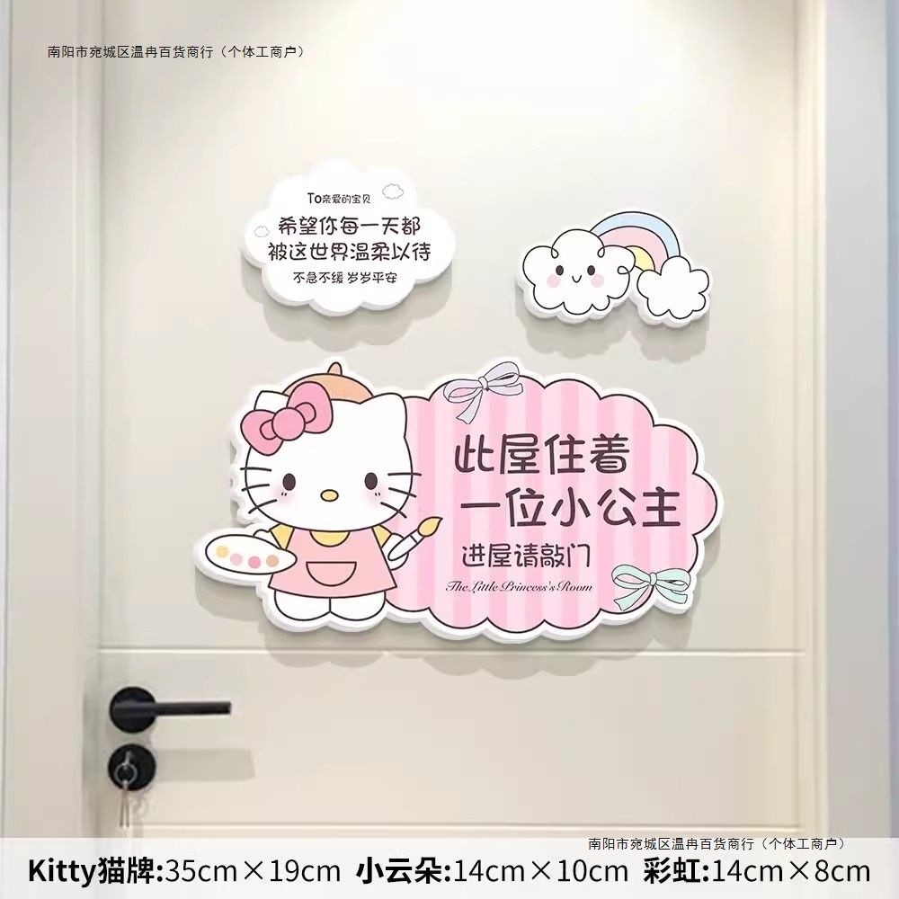 现货卧室门装饰小公主房间门牌创意儿童机器猫装扮创意墙贴遮洞3D立体Bedroom door decoration little princess room number creative childr