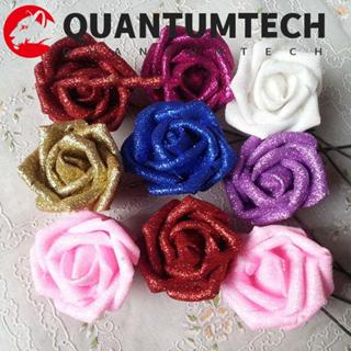 QUANTUMTECH กุหลาบประดิษฐ์ 10 ชิ้นช่อดอกไม้เจ้าสาวพร้อมผงแวว…