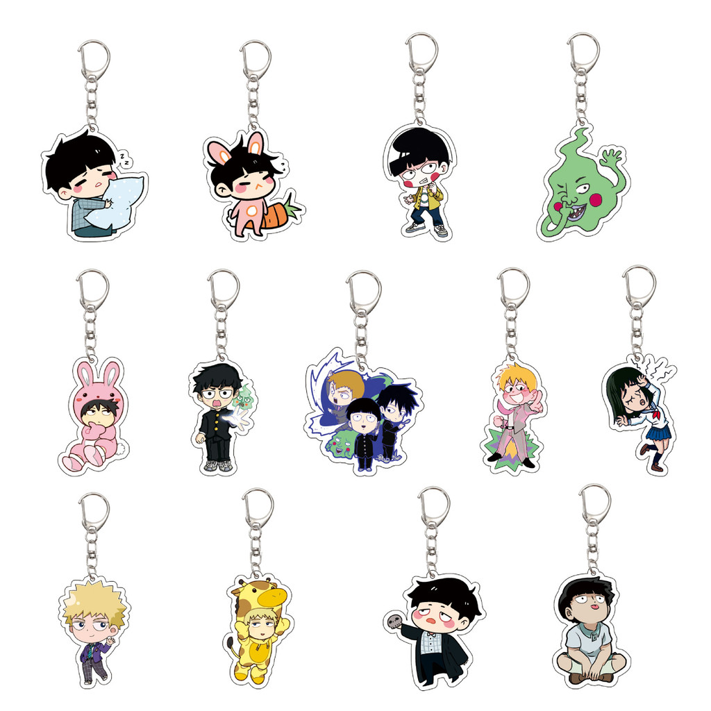 Mob Psycho 100 พวงกุญแจอนิเมะ ‌Kageyama Shigeo Ekubo พวงกุญแจผู้ชายสําหรับผู้หญิงการ์ตูน Kawaii รูปอ
