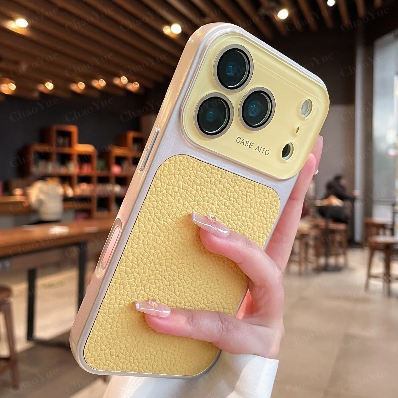 เคสโทรศัพท์หรู หนังแท้ ขนาดใหญ่ ลายลิ้นจี่ รูปที่ 6