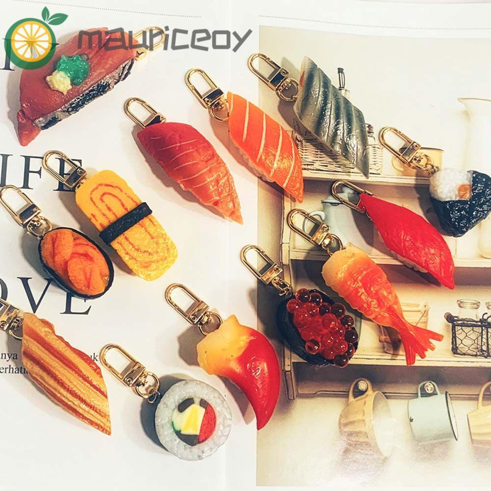 MAURICEOYA จําลองพวงกุญแจซูชิบุคลิกภาพน่ารักญี่ปุ่นอาหารรุ่นจี้ซูชิ Sea Urchin ซูชิกระเป๋าจี้