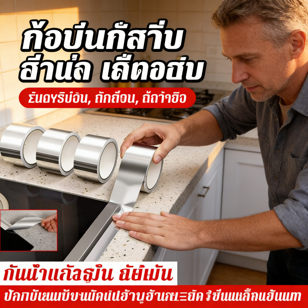 เทปฟอยล์อลูมิเนียม สําหรับซ่อมแซมท่อ เทปปิดผนึกกันรั่วซึม ความยาว 10m/5m Aluminum foil tape