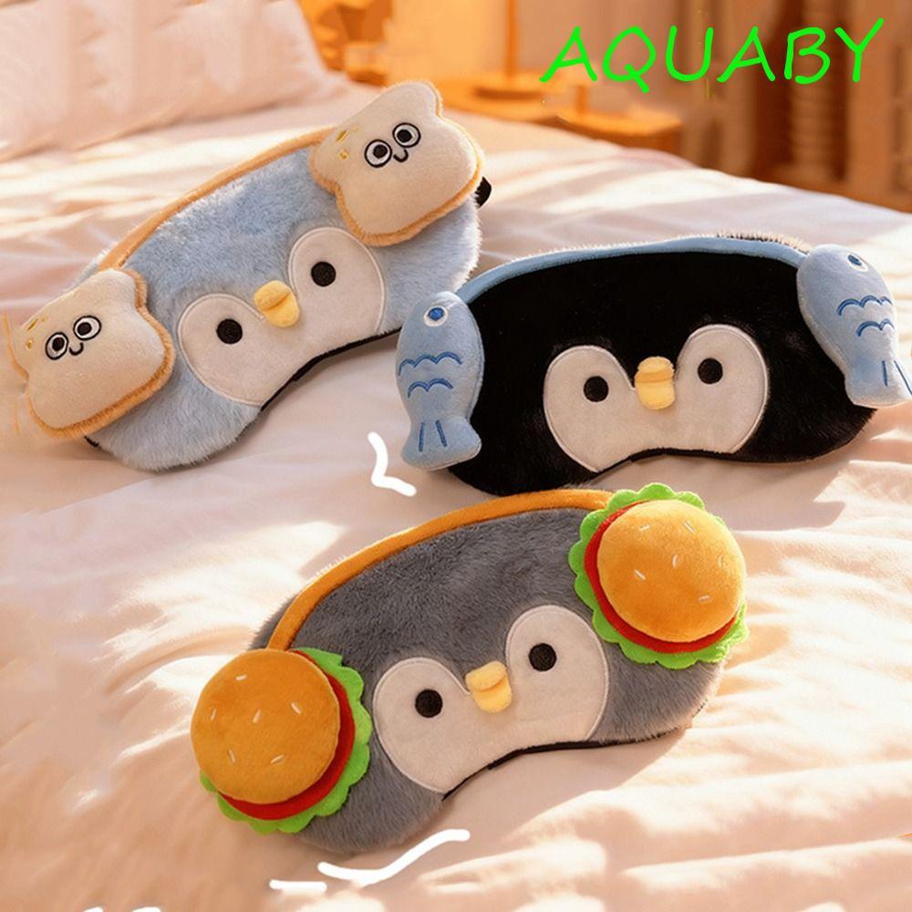 AQUABY Furry Penguin Eye Shade, ยืดการ์ตูน Sleeping Eye Mask, แบบพกพาสบาย Kawaii Breathable Plush Ey