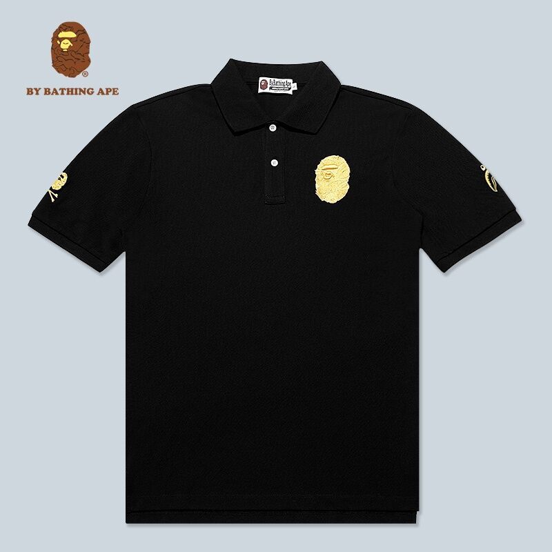 Aape Shark เสื้อโปโลแขนสั้น ผ้าฝ้าย 100% สไตล์ลำลองสำหรับหนุ่มๆ ในฤดูร้อน