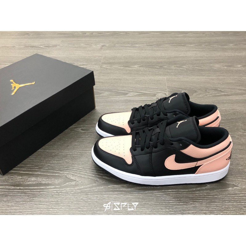 รองเท้า Jordans Air Jordan 1 สีดำชมพู แบบคล่องตัว Black Rose 553558