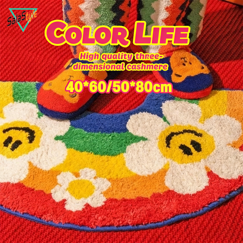 COD พรมข้างเตียง พรมเช็ดเท้า พรมห้องนอน สีรุ้ง 40×60/50×80cm น่ารัก สดใส หนานุ่มนั่งสบาย ตกแต่งห้อง