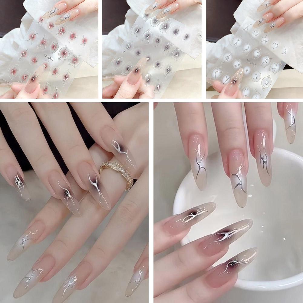 Mir สติ๊กเกอร์ติดเล็บสําหรับตกแต่งแฟชั่นเปลวไฟเล็บสติ๊กเกอร์อุปกรณ์เสริมสําหรับ Diy P0o9