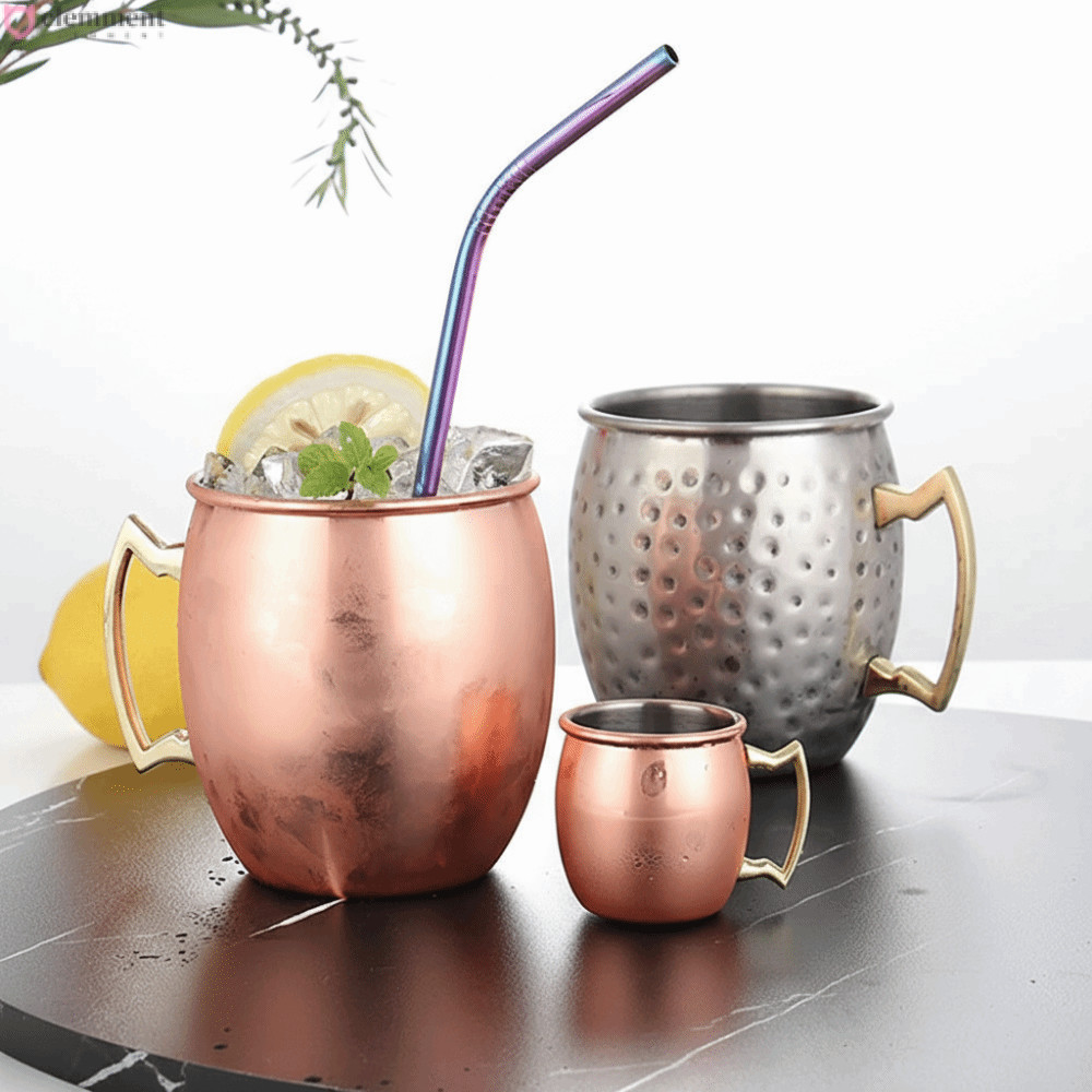 CLEMMENT ถ้วยแก้ว,หนา 500ml ค้อน Point ถ้วย,ที่แข็งแกร่ง Riveted จับ Moscow Mule หัตถกรรมแปรงลักษณะ 