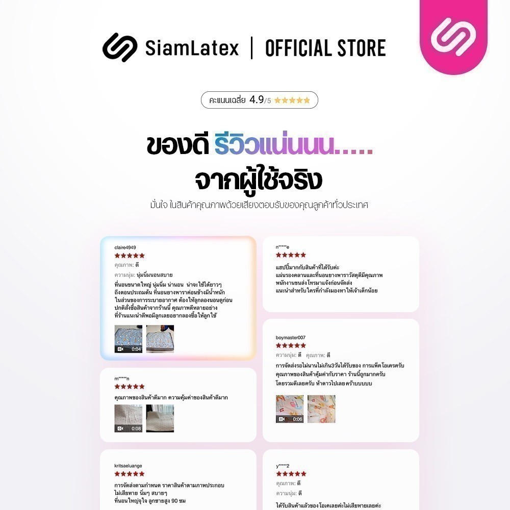 SiamLatex รุ่น Bambinii ที่นอนยางพารา สำหรับเด็กทารก (ทารกแรกเกิด) ปลอกลายน่ารัก - รูปที่ 5