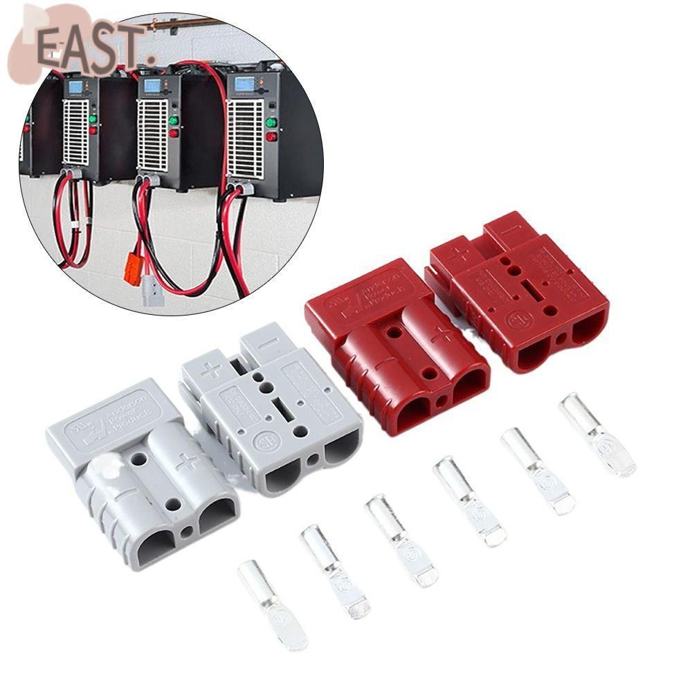EASTS ปลั๊กสายเคเบิล Terminal, สีเทาสีแดง 600V แบตเตอรี่ขั้วต่อสายไฟ, เทอร์มินัล 50 AMP Quick Plug Connector สําหรับ Anderson