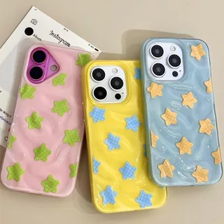สําหรับ เคสไอโฟน 17 15 สำหรับ iPhone 13 16 11 15 17 14 12 Pro Max 15 14 16 7 8 Plus XR X XS INS ลายตารางดาว เคสไอโฟนสวยๆ