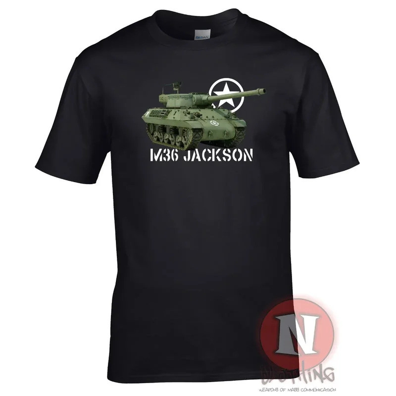 เสื้อยืดลายทหารสหรัฐฯ สมัยสงครามโลกครั้งที่ 2 รุ่น M36 Jackson Tank Hunter ผ้าฝ้าย 100% คอโอ แขนสั้น