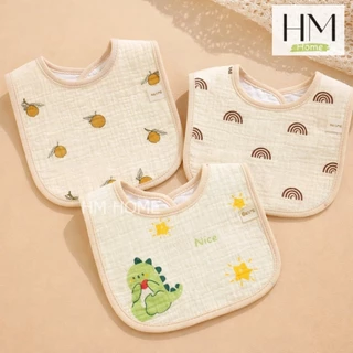 ผ้ากันเปื้อนเด็ก ผ้าซับน้ำลาย มินิมอล โทนครีมสไตล์เกาหลี ผ้าcotton แนะนำอายุ6เดือน-2ปี