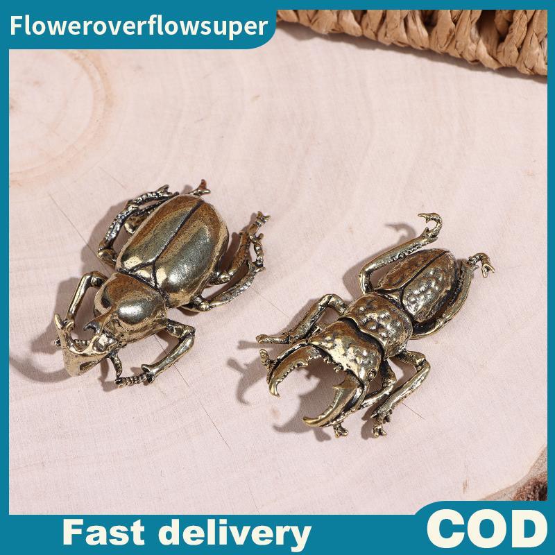 FSMY Vintage ทองเหลือง Beetle Figurine Retro Creative แมลงหัตถกรรมเครื่องประดับโลหะศิลปะเครื่องประดั