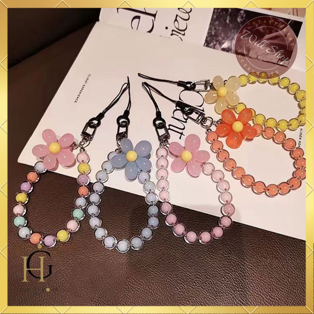 MATAHARI PHONE STRAP HANDPHONE STRAP PEARL ดอกทานตะวัน MOTIF MN-2228 น่ารัก BEAD HP อุปกรณ์เสริม