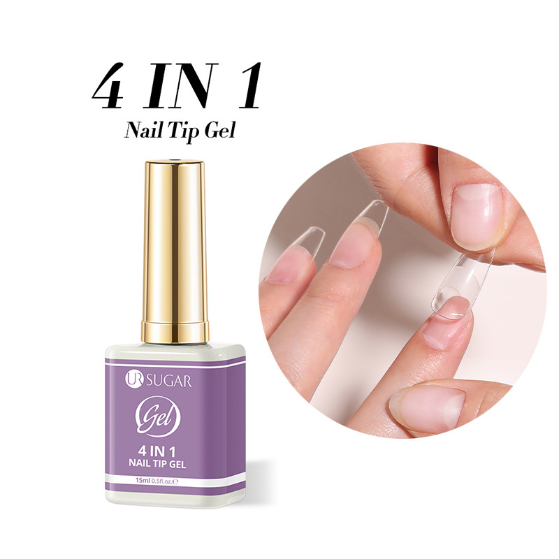 UR SUGAR 4 In 1 15ml เล็บกาวสําหรับเล็บปลอมเคล็ดลับเล็บฟังก์ชั่น UV Gel Polish Professional ปลอมเล็บกาวเจลเคลือบเงา