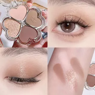 LEIXINA อายแชโดว์ 4 สี ติดทนนาน กันน้ำ ไม่ซีดจางง่าย พาเลทอายแชโดว์ พาเลทอายแชโดว์กลิตเตอร์ WAVETH