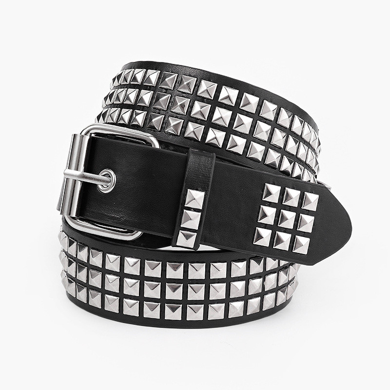 Punk Pyramid cybery2k Asian Culture Gothic Square Bead Rivet Belt Female G3.2 a