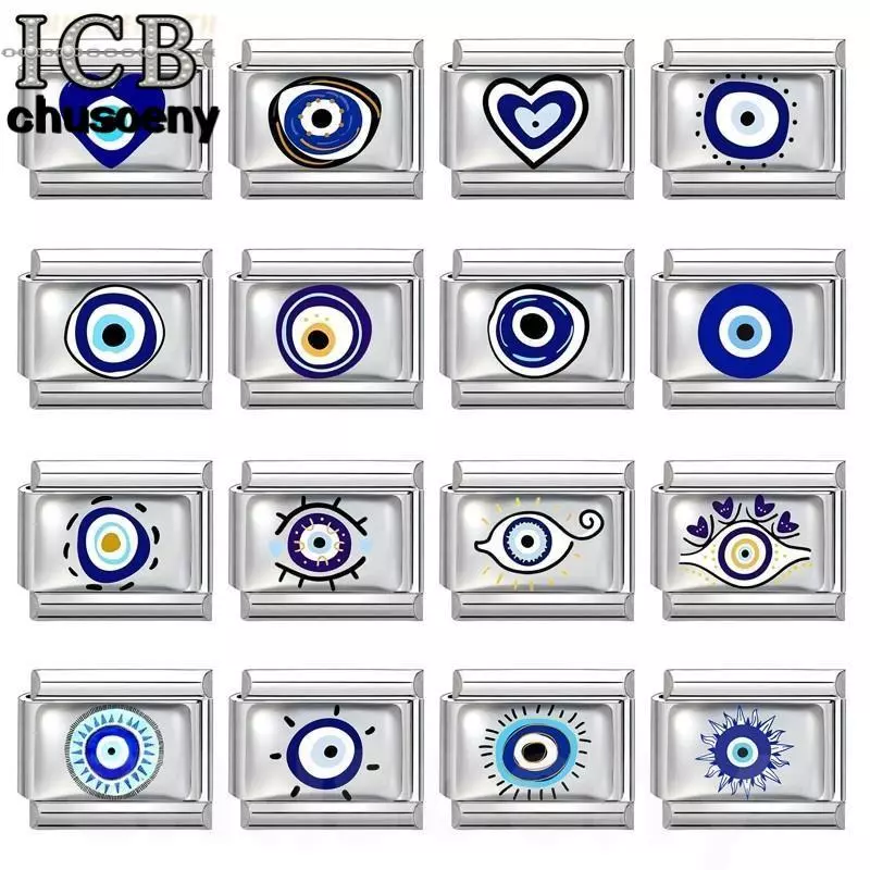 สร้อยข้อมือ UV Eye Blue Italian Charm สแตนเลส Fit 9 มม. เพิ่มความสวยงามและบุคลิกภาพ
